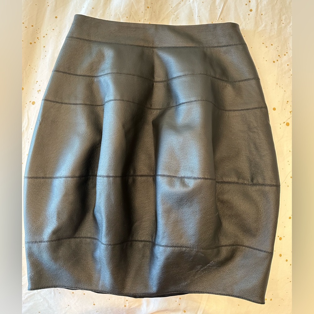Black faux leather bubble skirt size 8